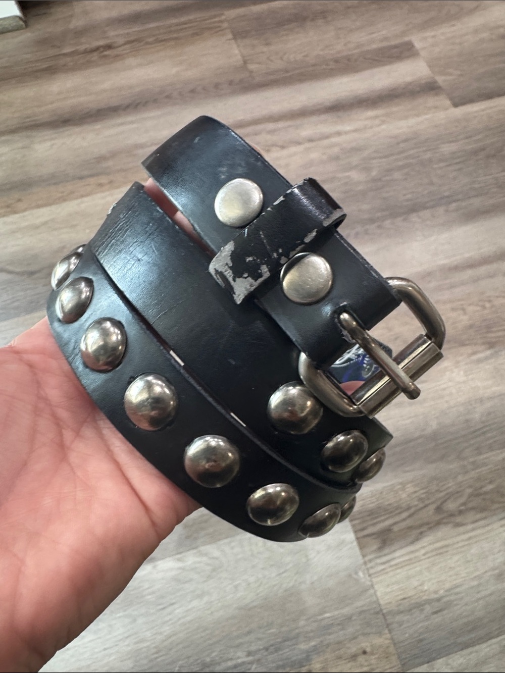 Empyre Belt Black Leather Studded Punk Rock Metal Grunge 41” total